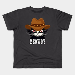 Funny Cat Meme Meow Howdy Kids T-Shirt